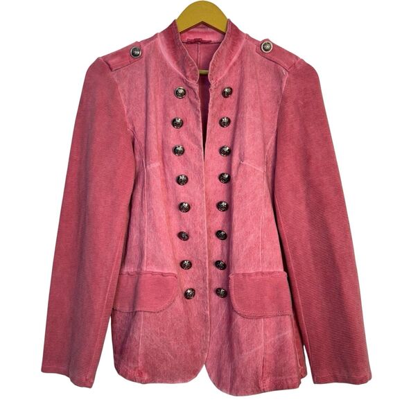 Made In Italy Military Open Jacket Size XL Pink Button Crest Preppy Academia - Picture 1 of 10